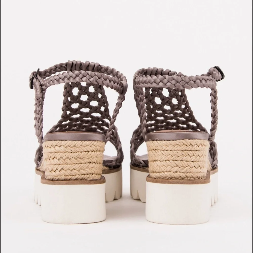BIBI LOU X Anthropologie ARIEL WEDGE PLATFORM SANDAL IN COLOR NEUTRAL SIZE 39/8